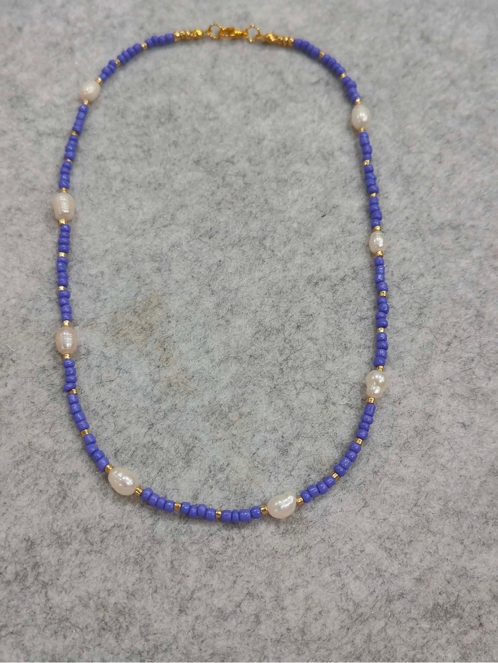 Purple Beaded Necklace with Freshwater Pearls